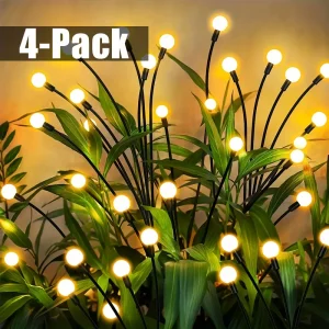 4 Pack 8 LED Solar Firefly Garden Light